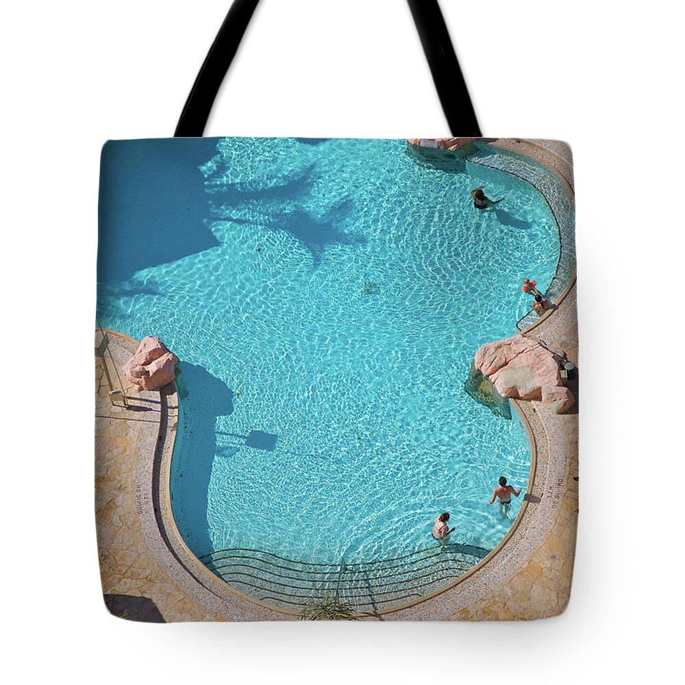 Aerial View Of People In Curved Pool Tote Bag by Barry Winiker 