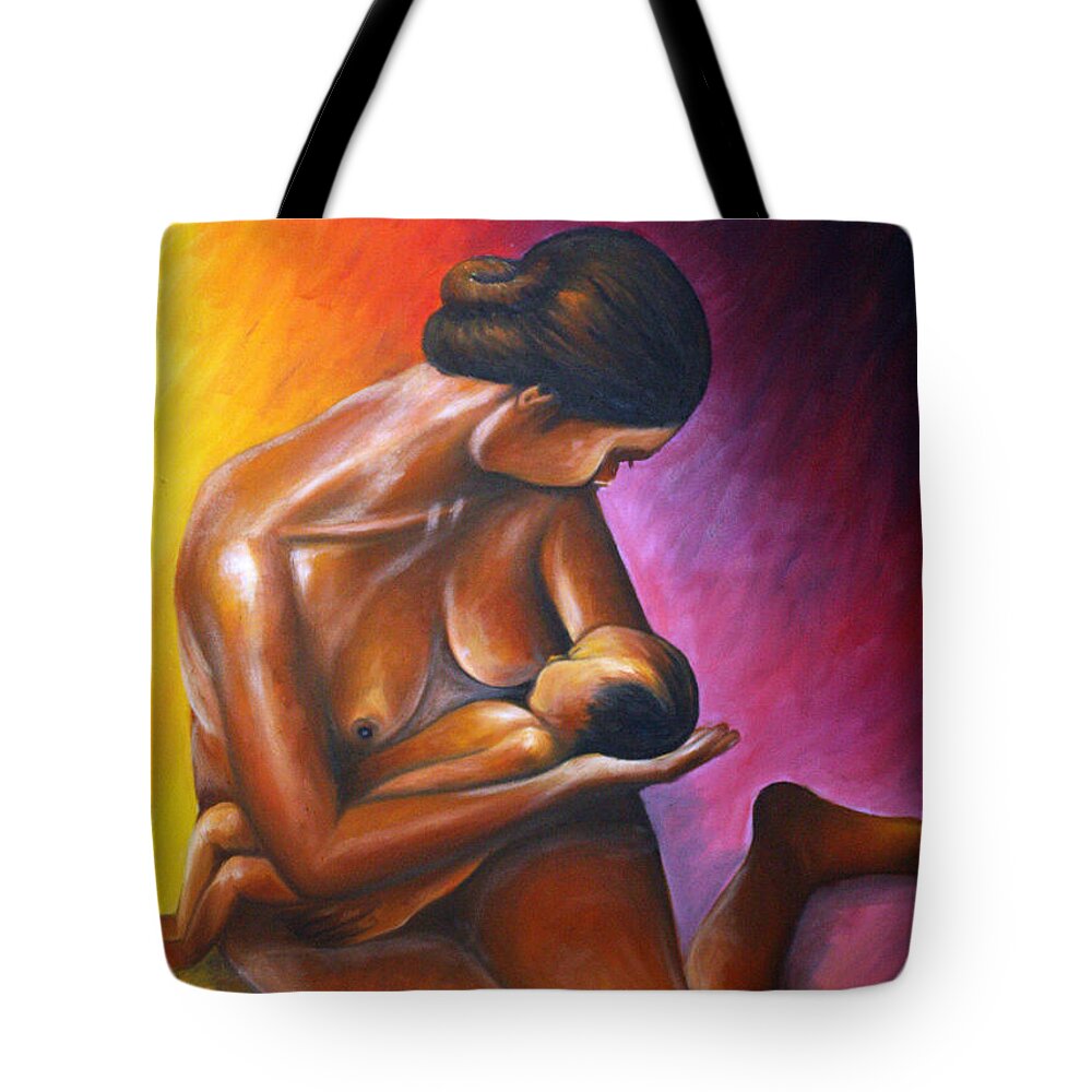 Yellow Tote Bag featuring the painting Affection by Olaoluwa Smith