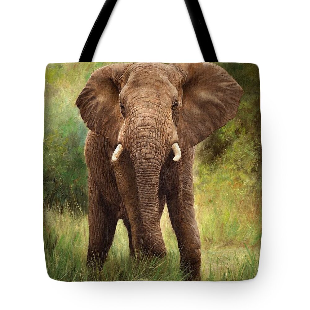 Elephant Tote Bag featuring the painting African Elephant by David Stribbling