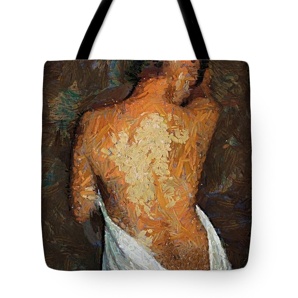 Female Tote Bag featuring the painting After a bath by Dragica Micki Fortuna