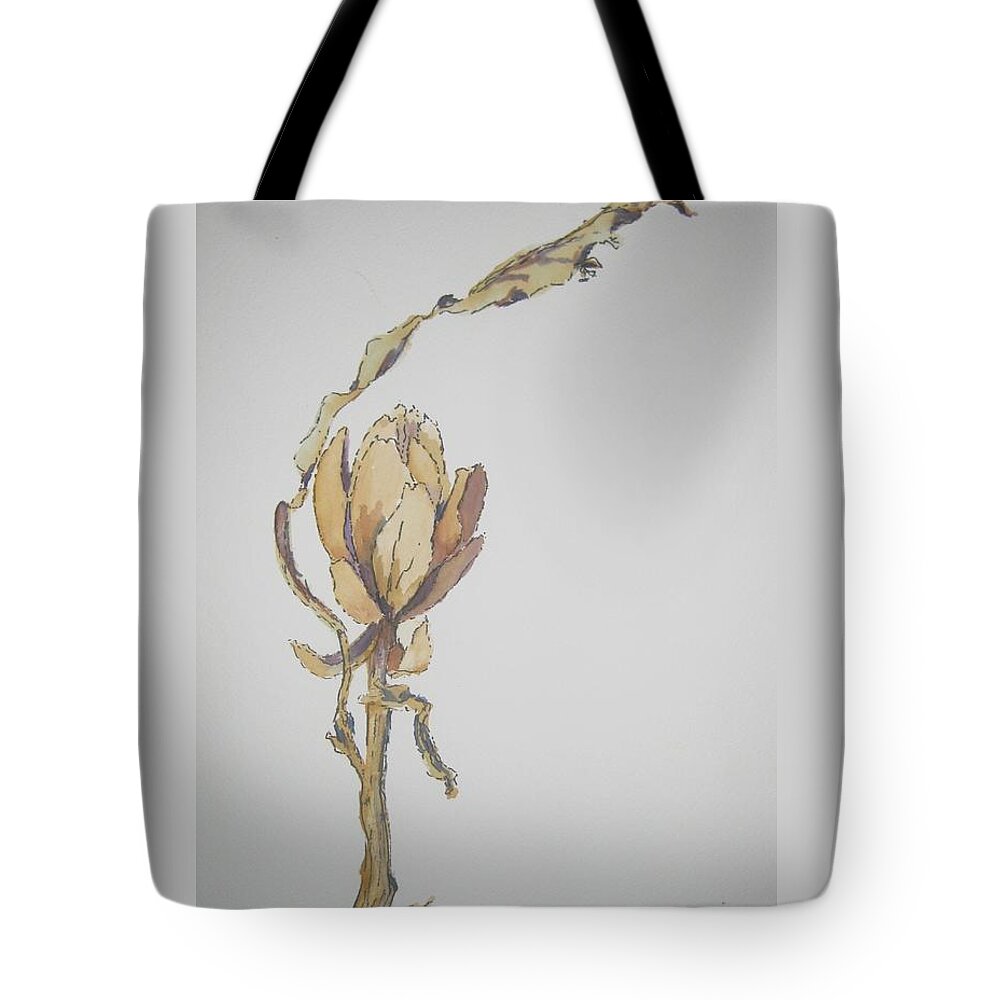 Pen And Ink Tote Bag featuring the painting Felled by the Frost by Maria Hunt
