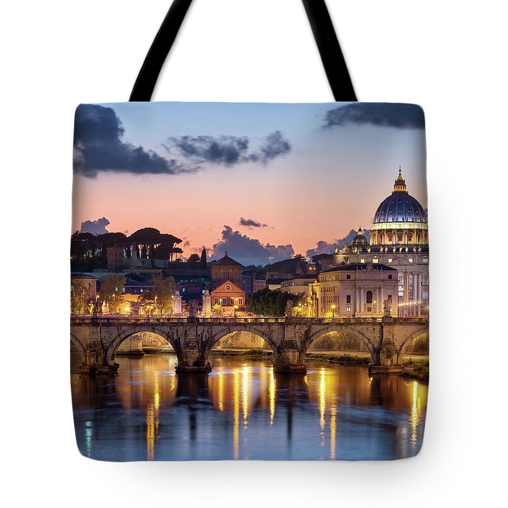 Tranquility Tote Bag featuring the photograph Afterglow, St Peters Basilica, Rome by Joe Daniel Price