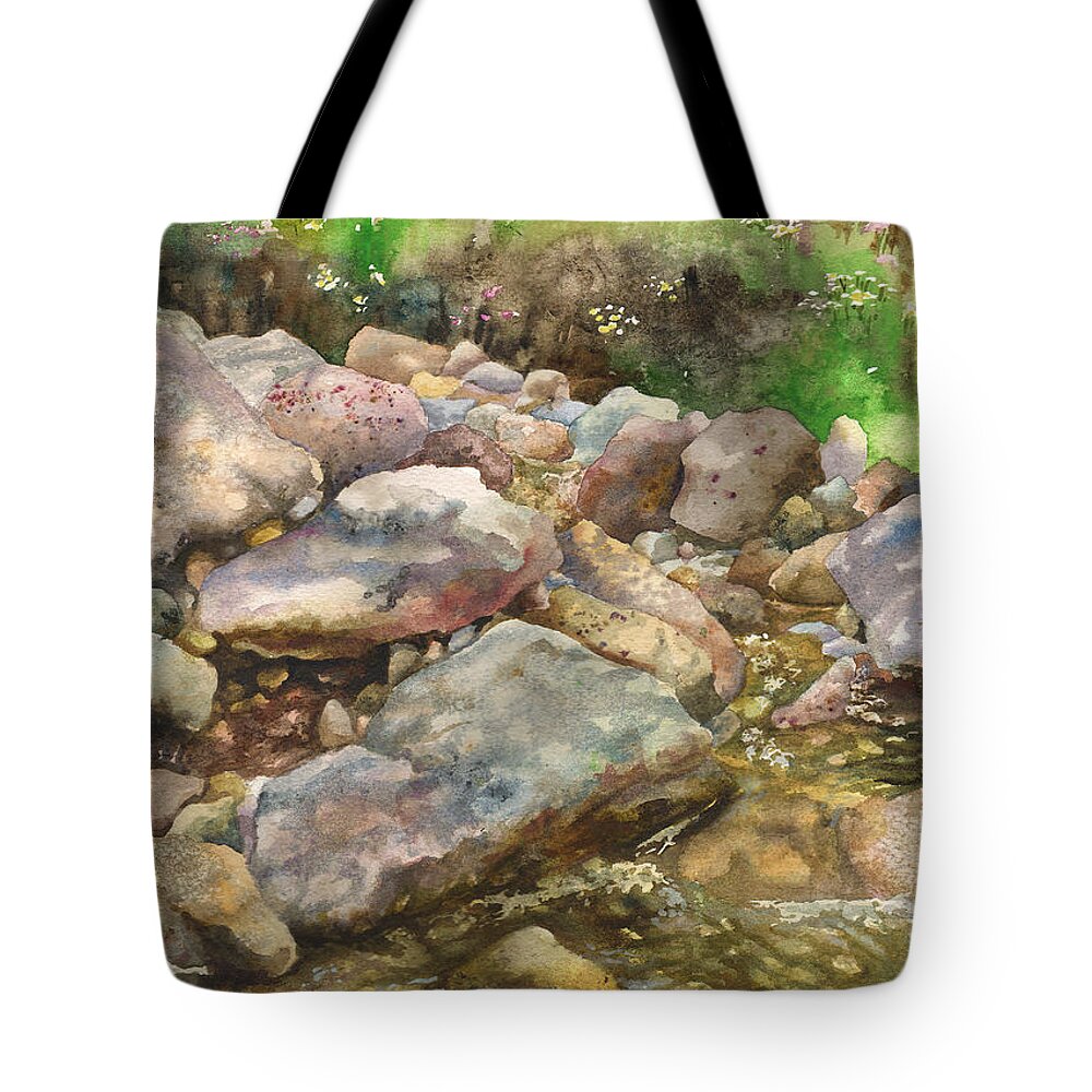 Rock Painting Tote Bag featuring the painting Aftermath by Anne Gifford