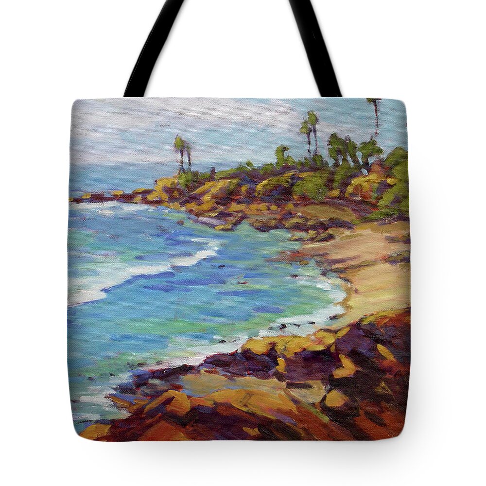 Laguna Beach Tote Bag featuring the painting Afternoon Glow 2 by Konnie Kim