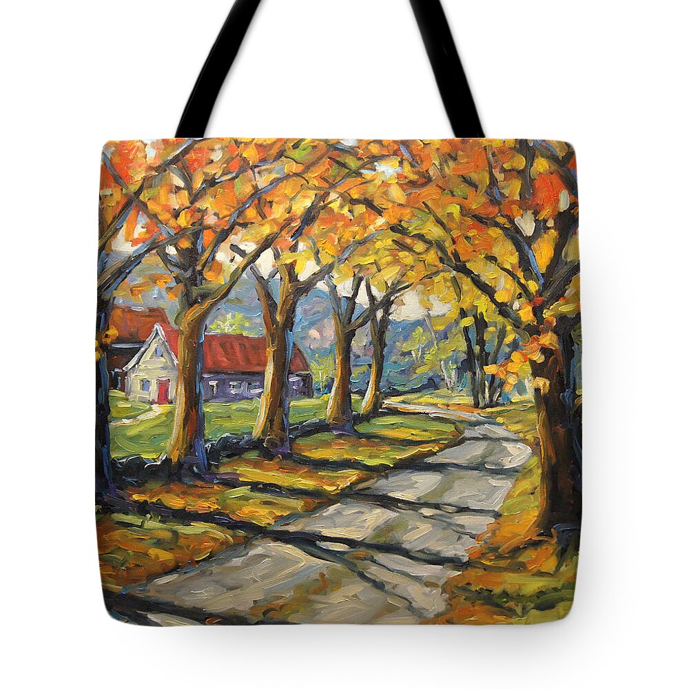Canadian Landscape Created By Richard T Pranke Artiste Quebecois Tote Bag featuring the painting Afternoon Shadows by Prankearts by Richard T Pranke