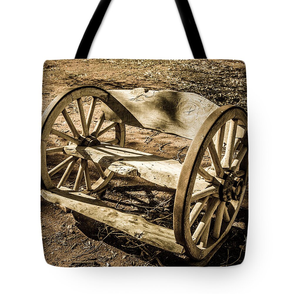 Bob And Nancy Kendrick Tote Bag featuring the photograph Aged Bench by Bob and Nancy Kendrick