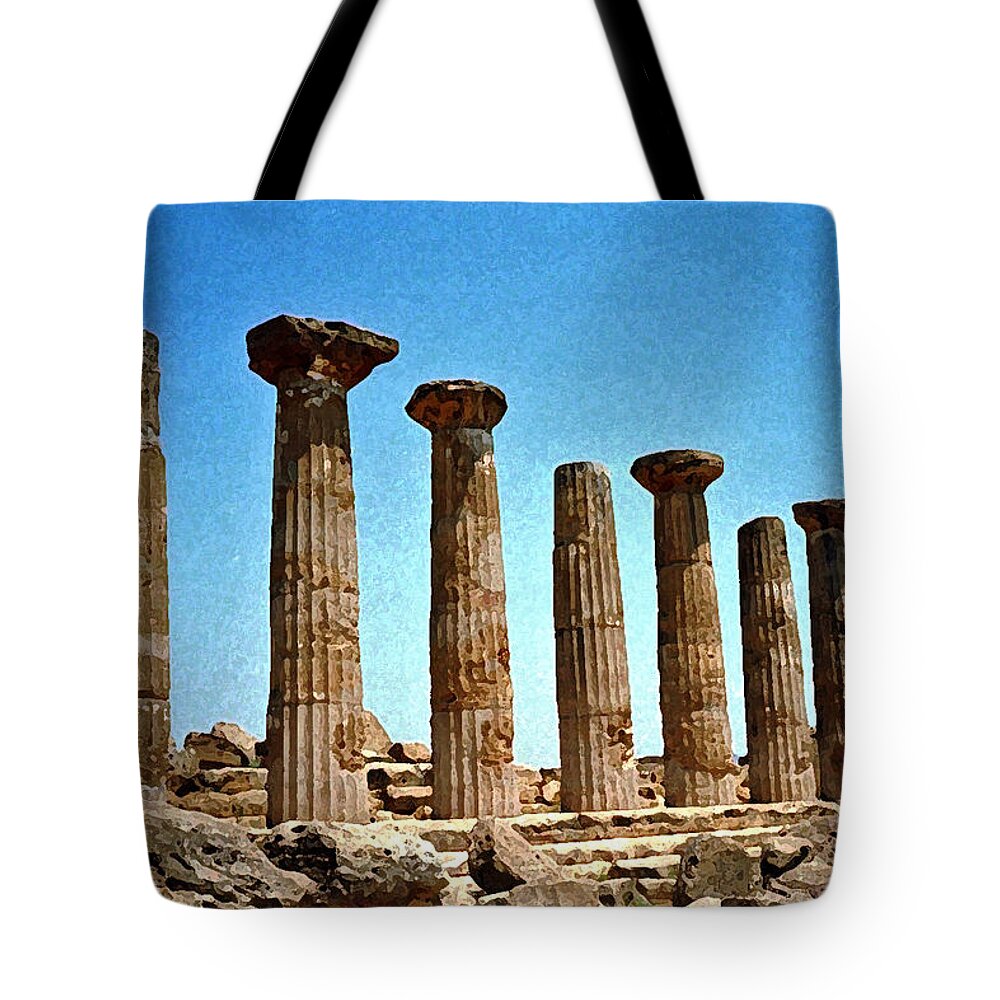 Italy Tote Bag featuring the digital art Agrigento 11 by John Vincent Palozzi