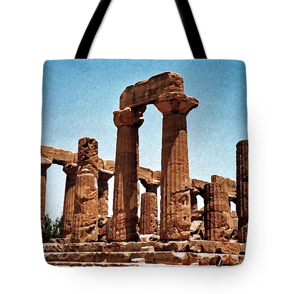 Italy Tote Bag featuring the digital art Agrigento 15 by John Vincent Palozzi