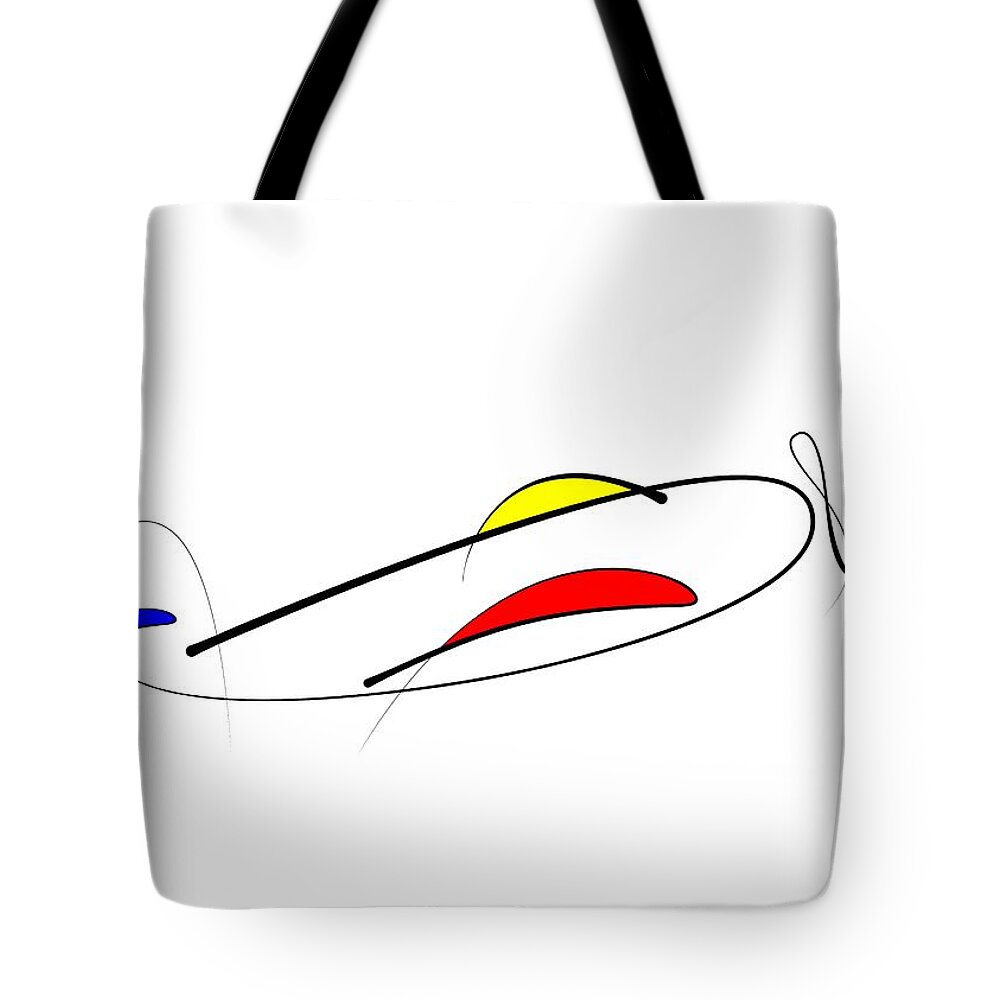 Abstract Tote Bag featuring the digital art Airplane by Pal Szeplaky