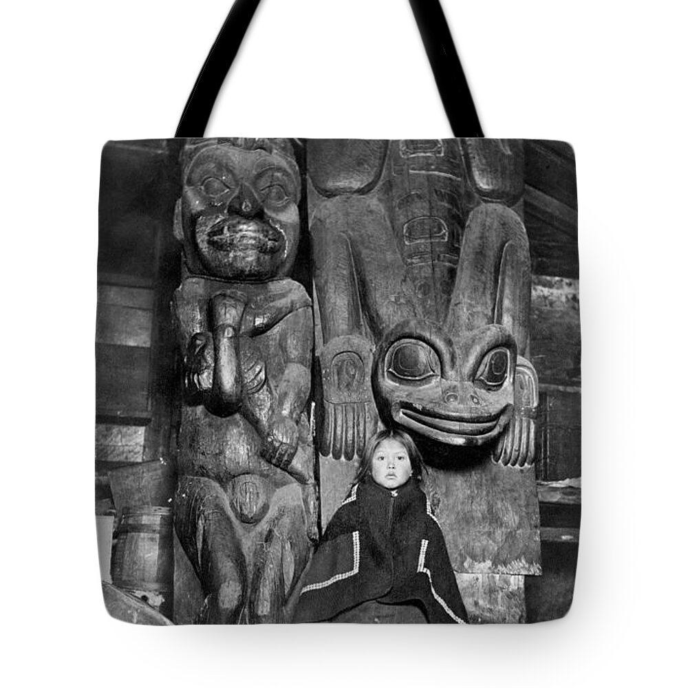 1895 Tote Bag featuring the photograph Alaska Totem Poles, C1895 by Granger