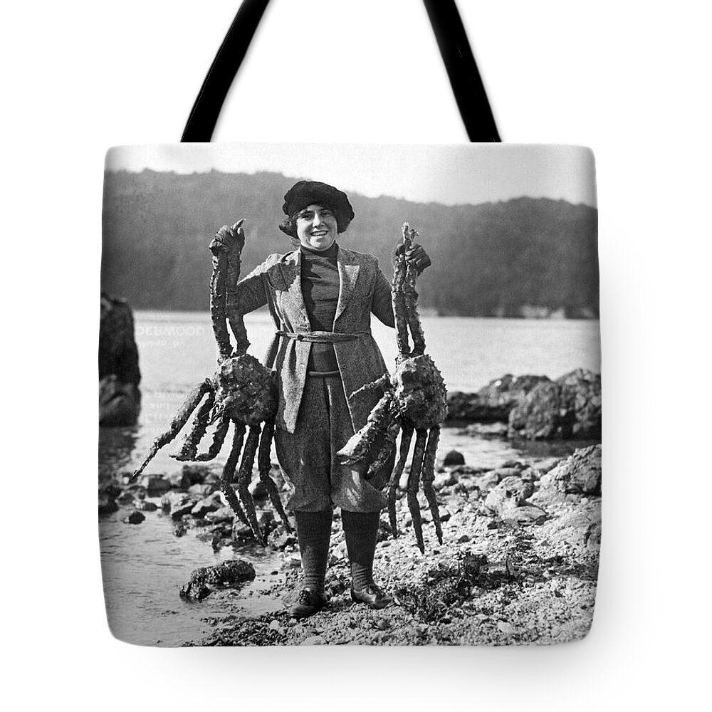 1926 Tote Bag featuring the photograph Alaskan Crabs by Underwood Archives