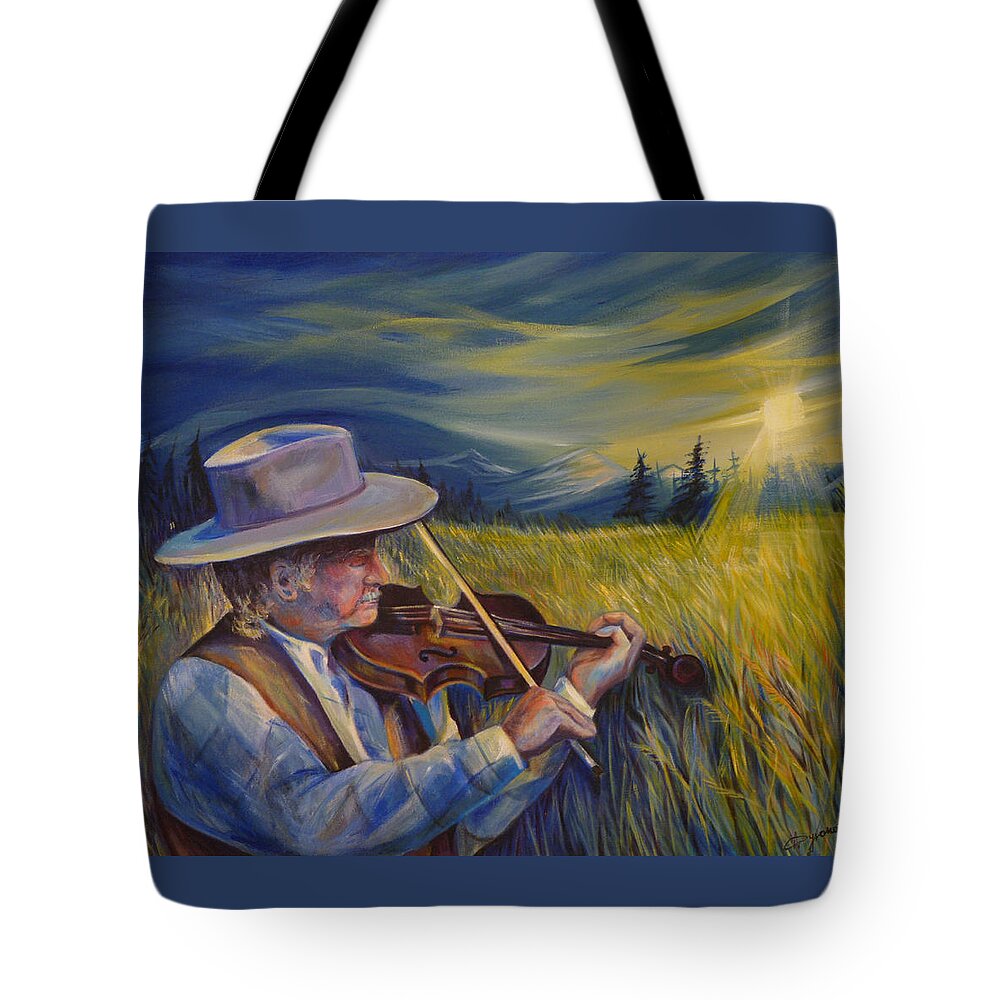 Western Art Tote Bag featuring the painting Alberta Lullaby by Anna Duyunova