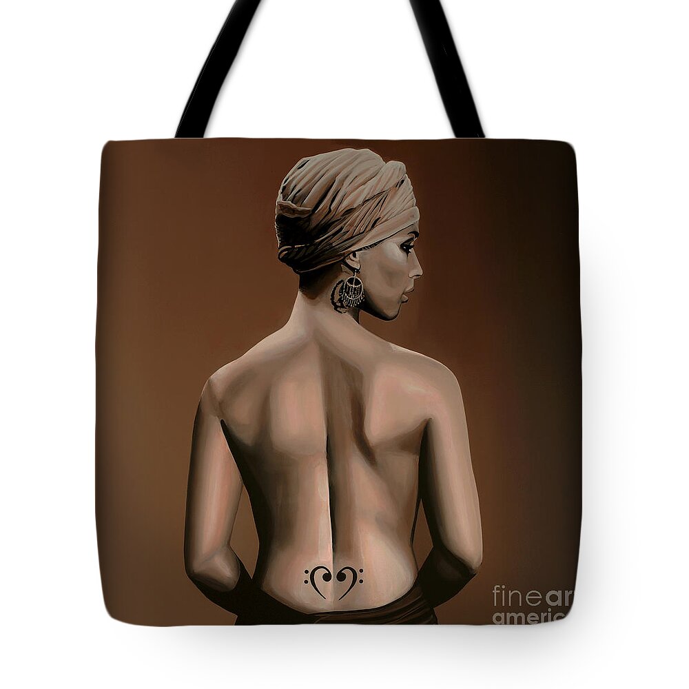 Alicia Keys Tote Bag featuring the painting Alicia Keys by Paul Meijering