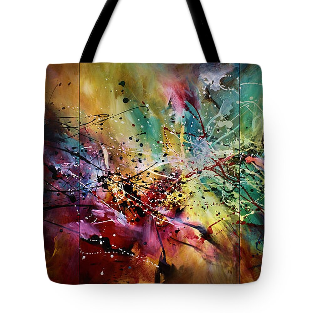 Abstract Art Tote Bag featuring the painting 'All at Once' by Michael Lang