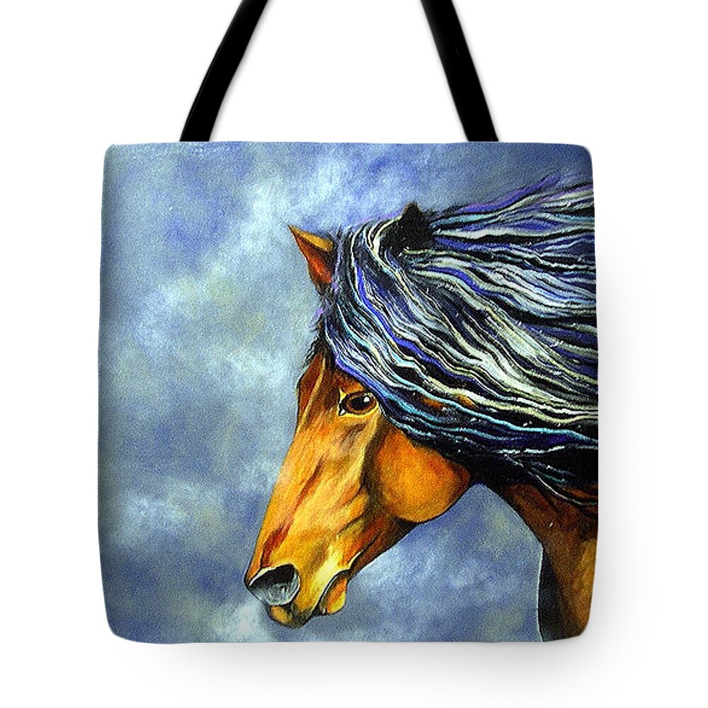 Equine Tote Bag featuring the painting Almanzors Glissando by Alison Caltrider