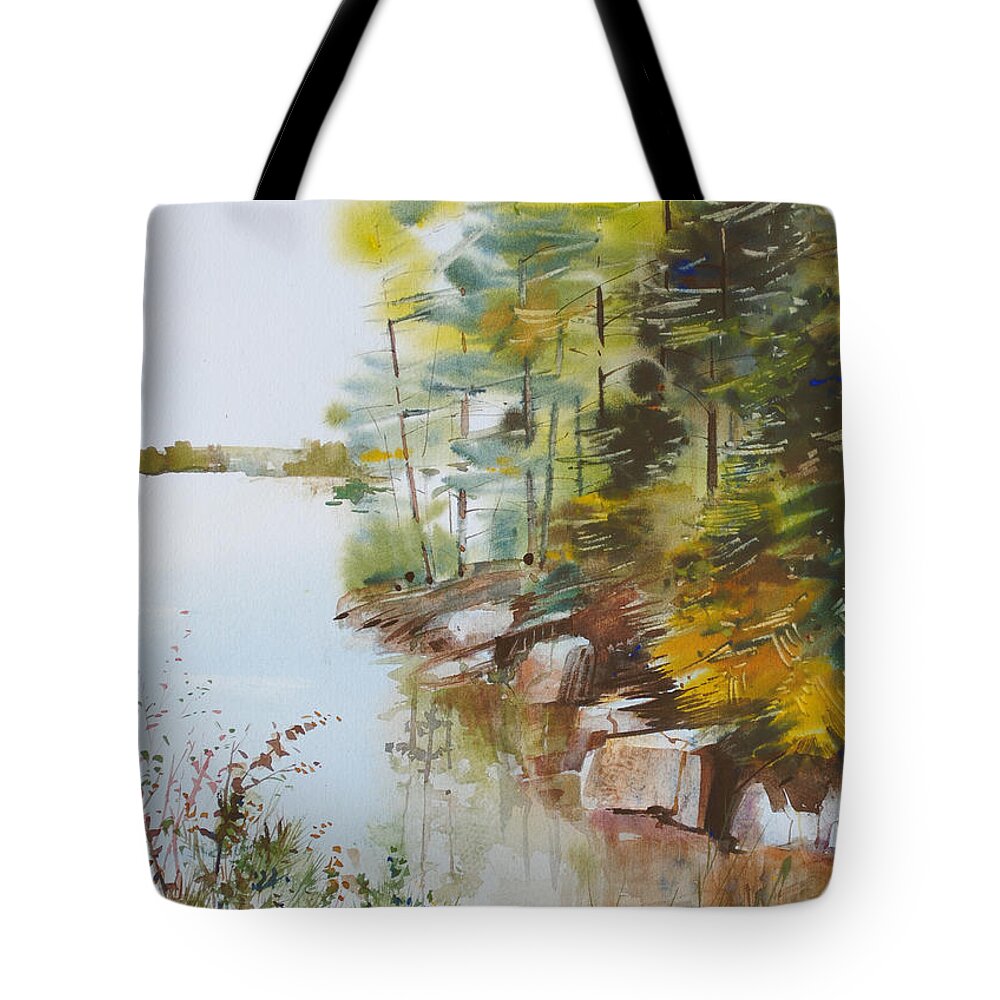 Cove Tote Bag featuring the painting Along the Shore by P Anthony Visco