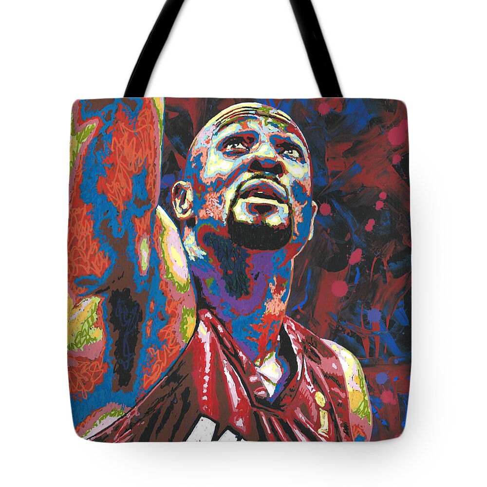 Alonzo Mourning Tote Bag featuring the painting Alonzo Mourning by Maria Arango
