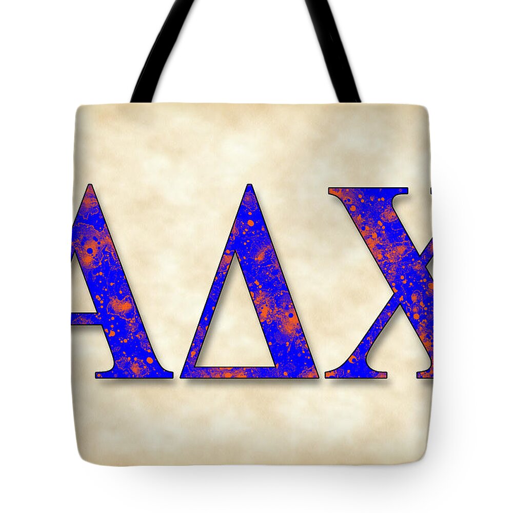 Alpha Delta Chi Tote Bag featuring the digital art Alpha Delta Chi - Parchment by Stephen Younts