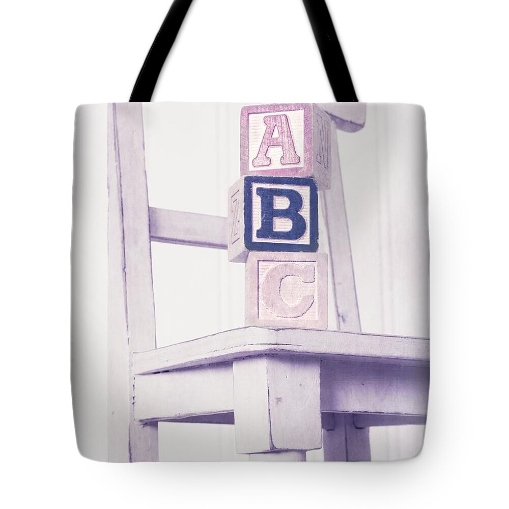 Chair Tote Bag featuring the photograph Alphabet Blocks Chair by Edward Fielding