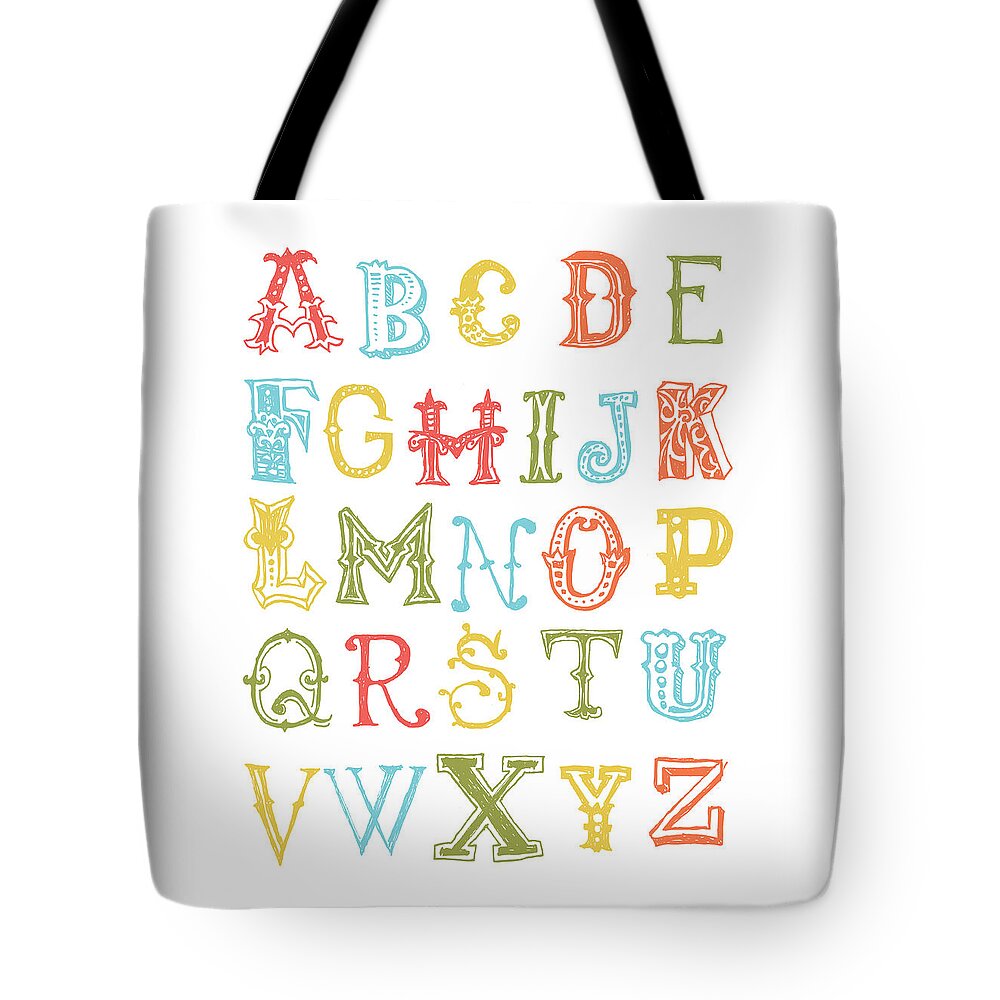 Inspirational Tote Bag featuring the digital art Alphabet Poster by Jaime Friedman