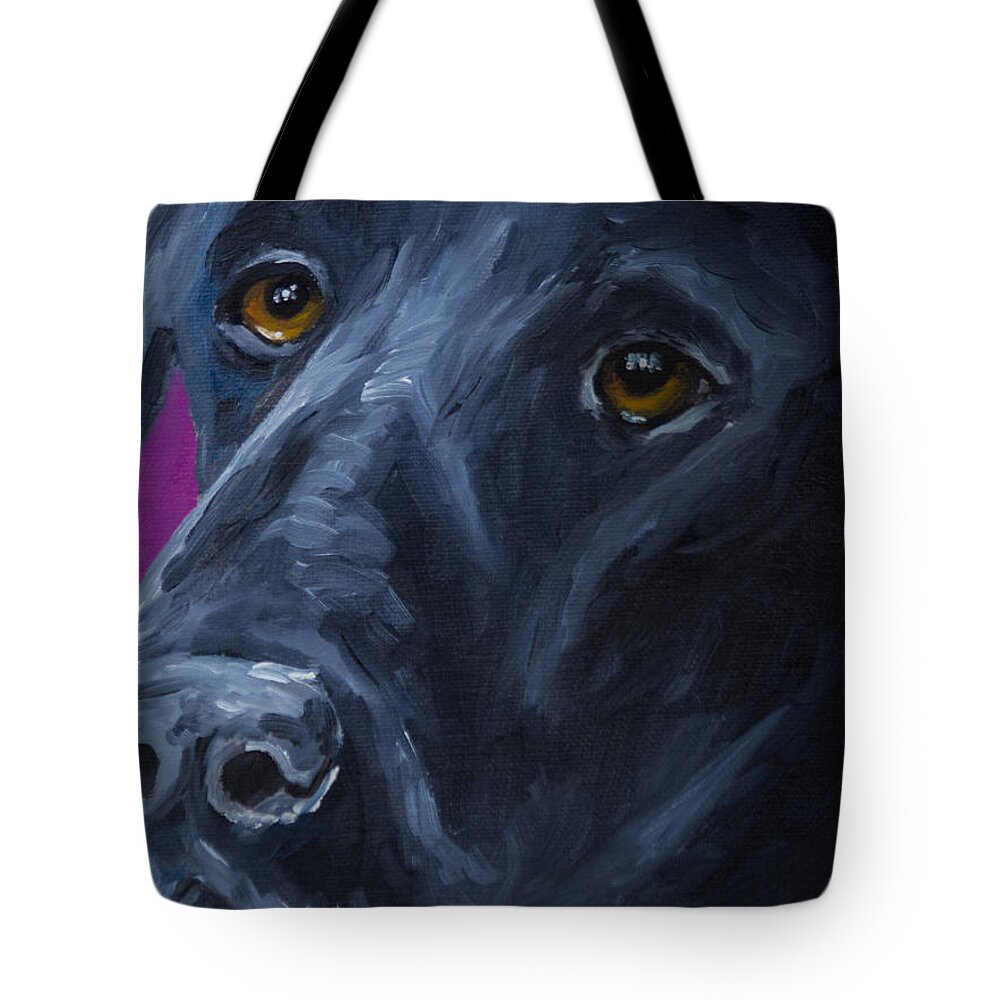 Black Lab Tote Bag featuring the painting Always Faithful by Roger Wedegis