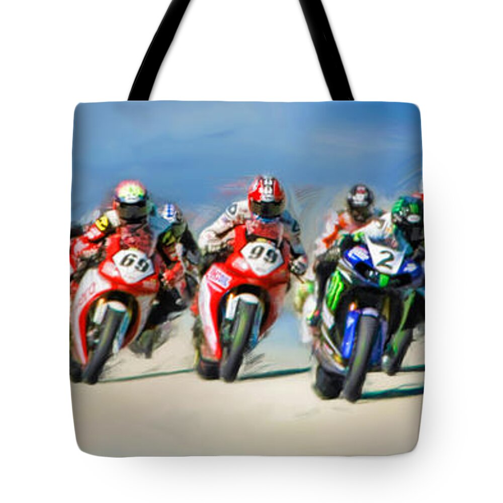 Ama Superbike Tote Bag featuring the photograph AMA SuperBike Grid by Blake Richards