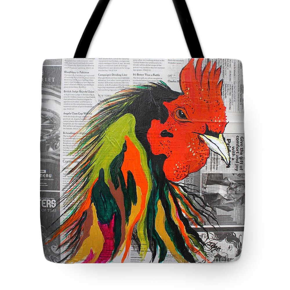 Rooster Tote Bag featuring the painting Amadeo the Tuscan Rooster by Janice Pariza