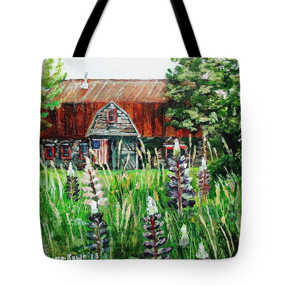 Barn Tote Bag featuring the painting American Barn by Shana Rowe Jackson