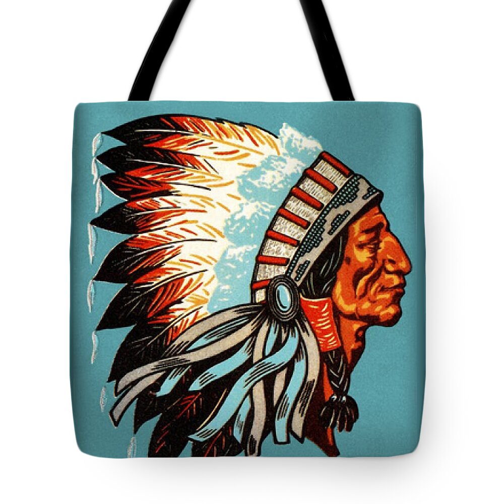 Indian Tote Bag featuring the photograph American Indian Chief Profile by Doc Braham