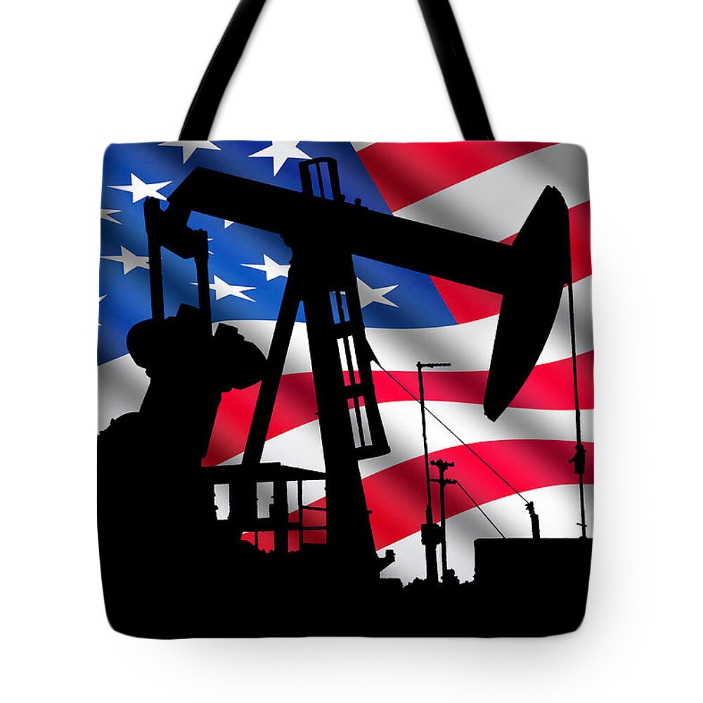 American Oil Tote Bag featuring the digital art American Oil by Chuck Staley