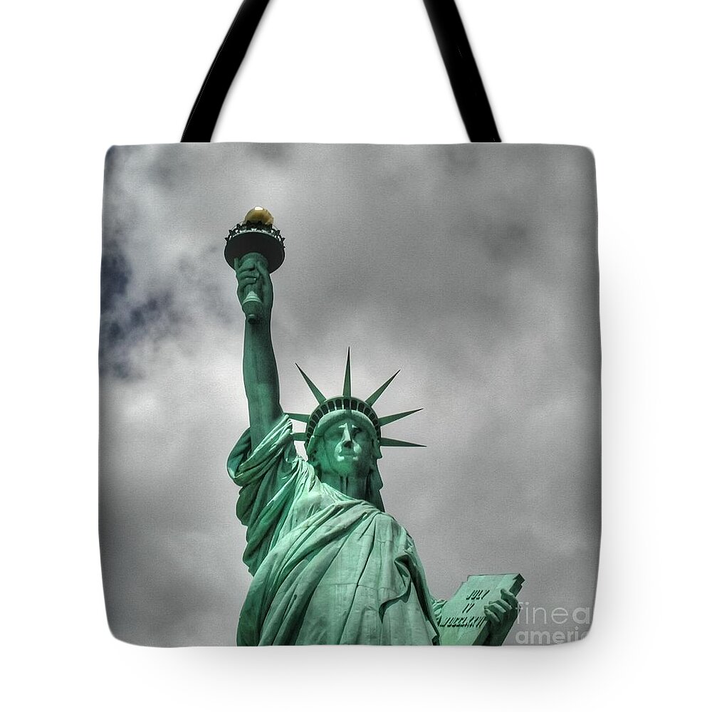 New York City Tote Bag featuring the photograph America's Lady Liberty by Tap On Photo