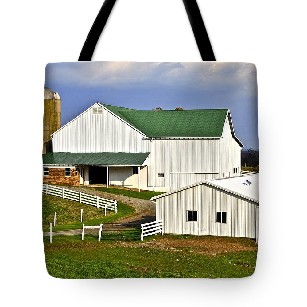 Amish Tote Bag featuring the photograph Amish Country Barn by Frozen in Time Fine Art Photography