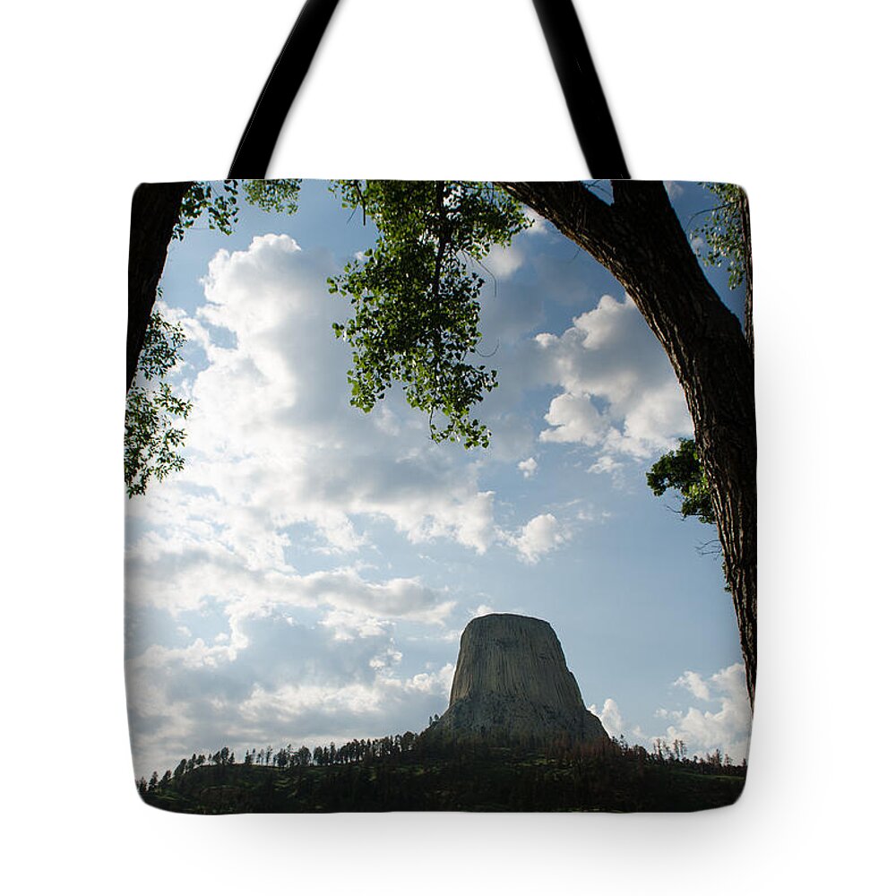 Dakota Tote Bag featuring the photograph Among the Cottonwoods at Devils Tower by Greni Graph