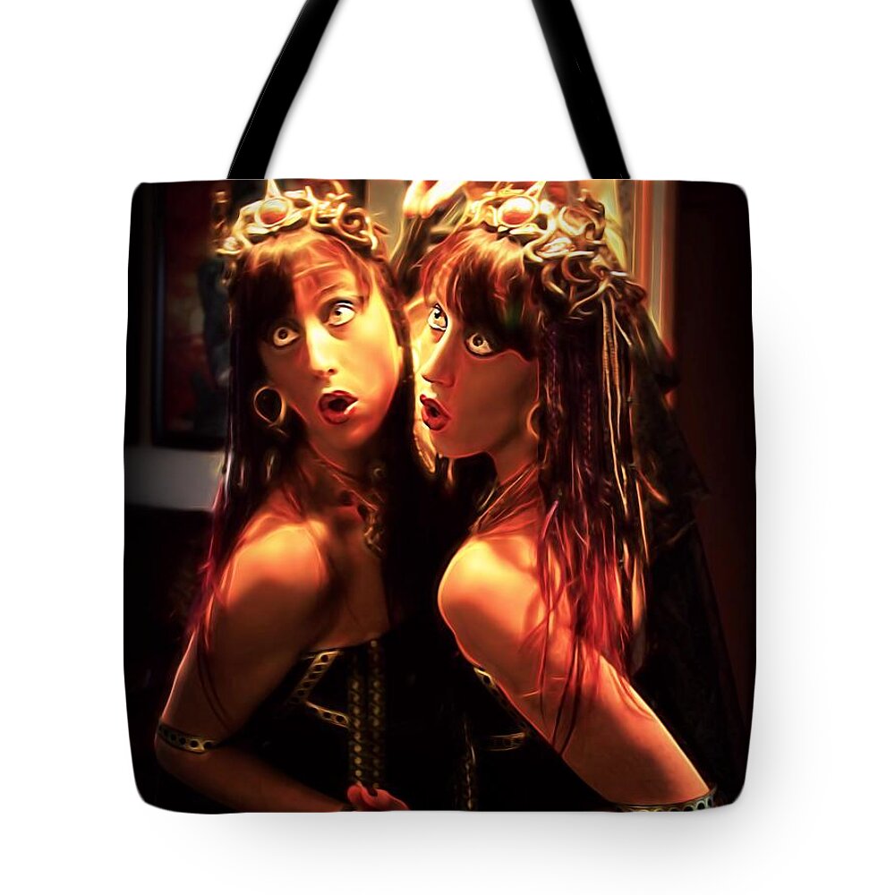 Fantasy Tote Bag featuring the painting An Eye Popping Reflection by Jon Volden