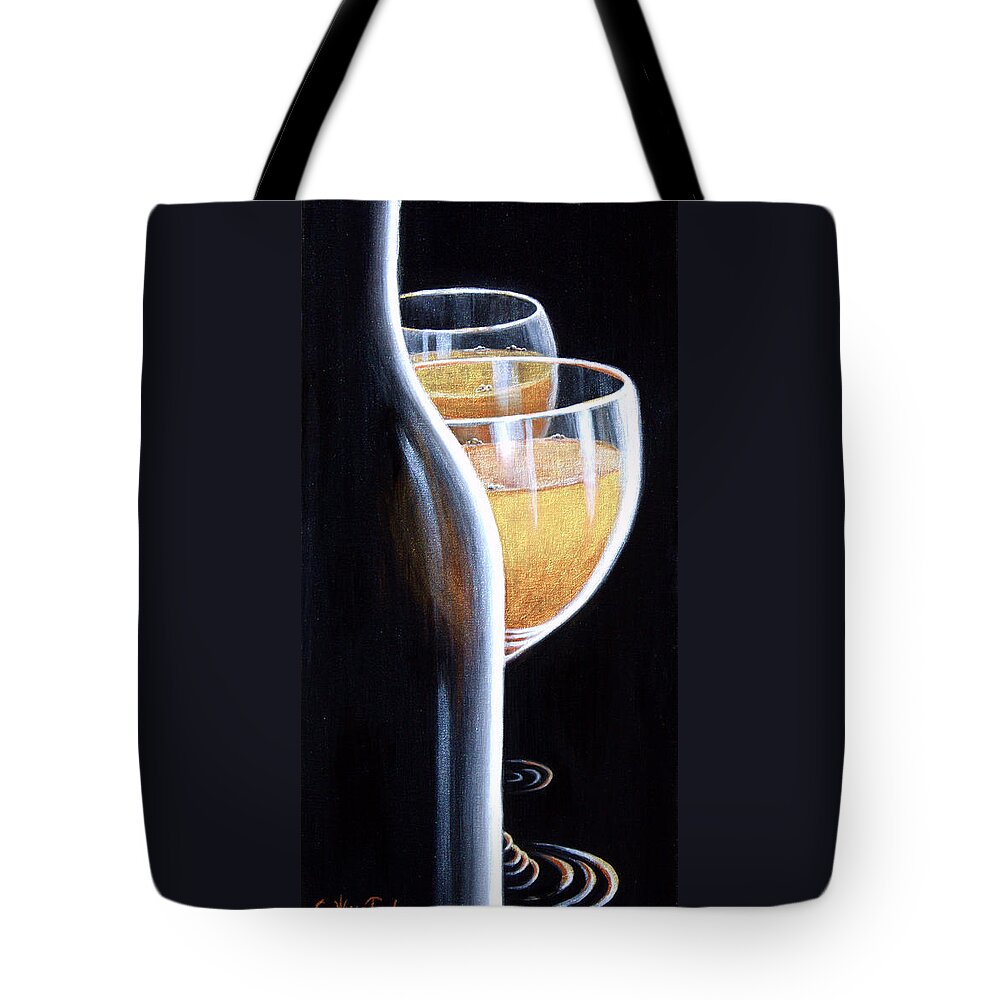Wine Goblet Tote Bag featuring the painting An Indecent Proposal by Sandi Whetzel