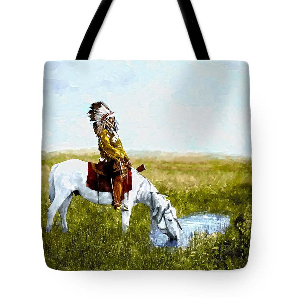 Badlands Tote Bag featuring the digital art An Oasis in the Badlands by Rick Mosher