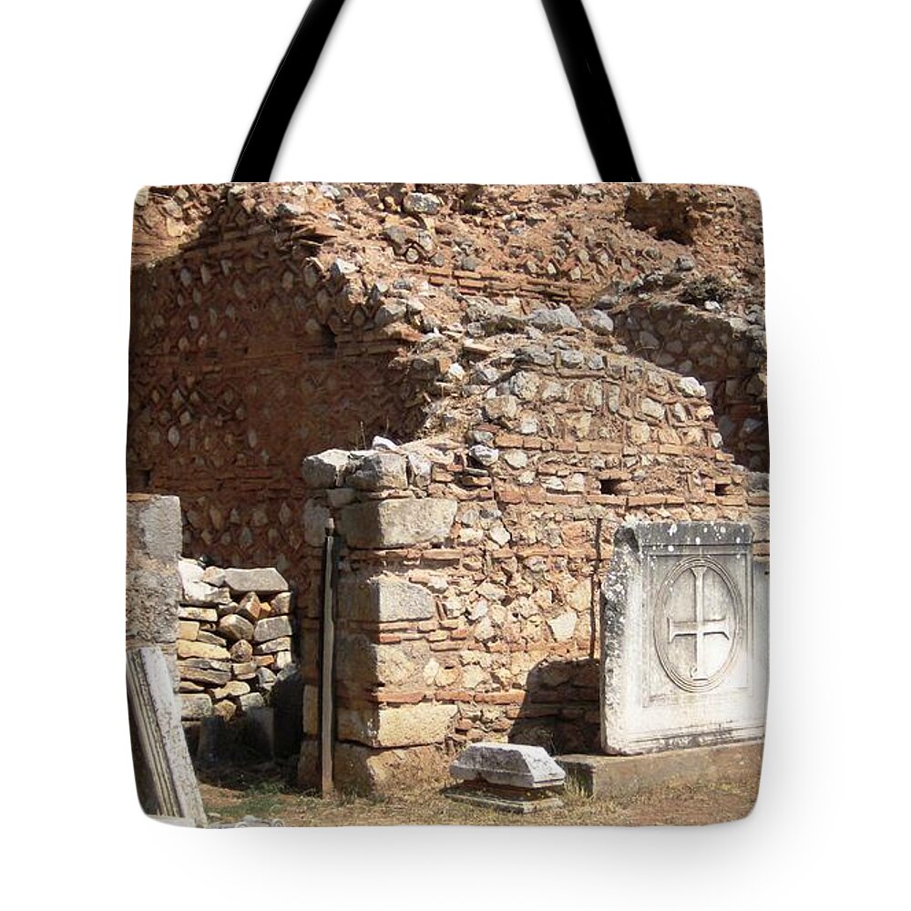 Athens Tote Bag featuring the photograph Ancient Delphi 3 by Teresa Ruiz