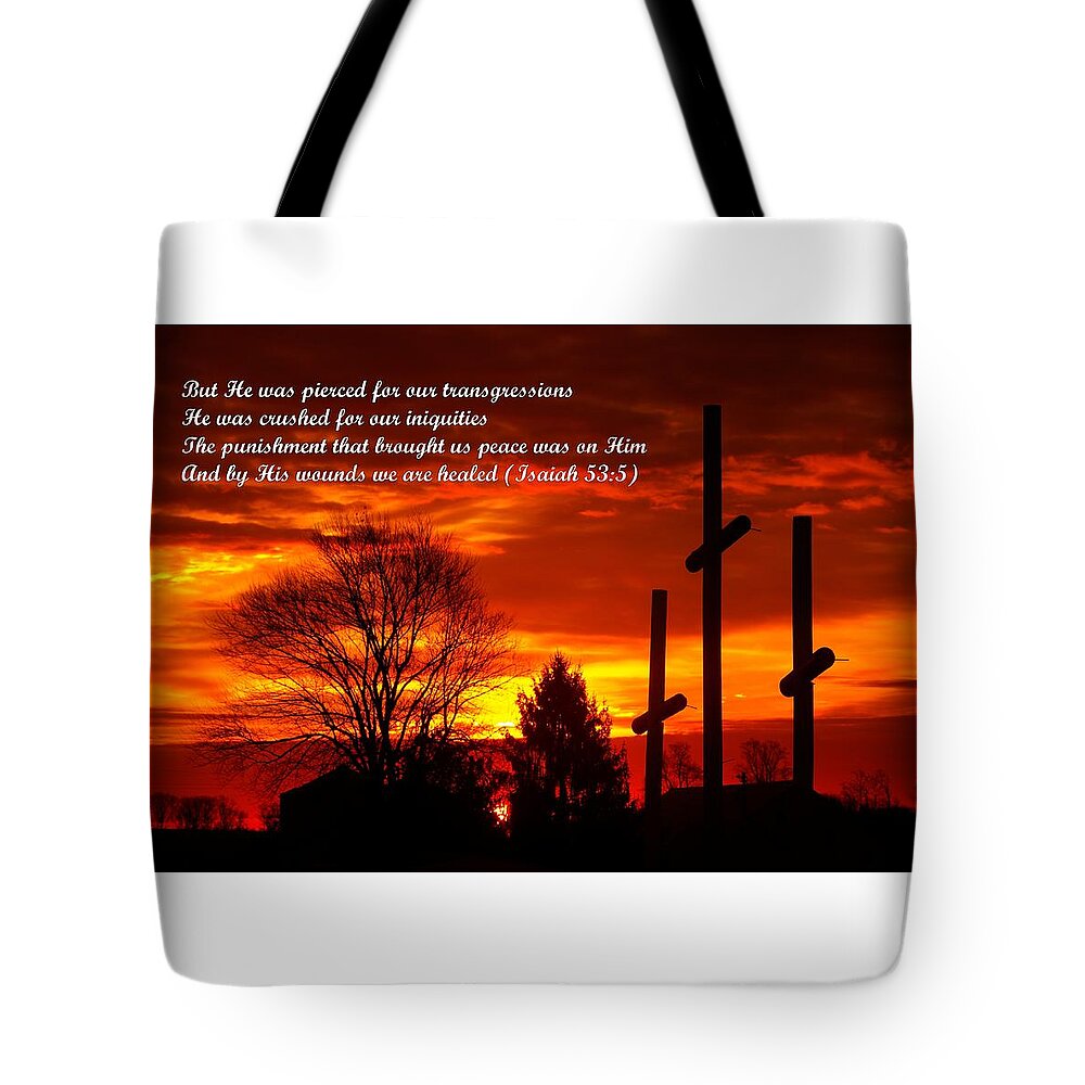 Maryland Tote Bag featuring the photograph ...And By His Wounds We Are Healed - Isaiah 53.5 by Michael Mazaika