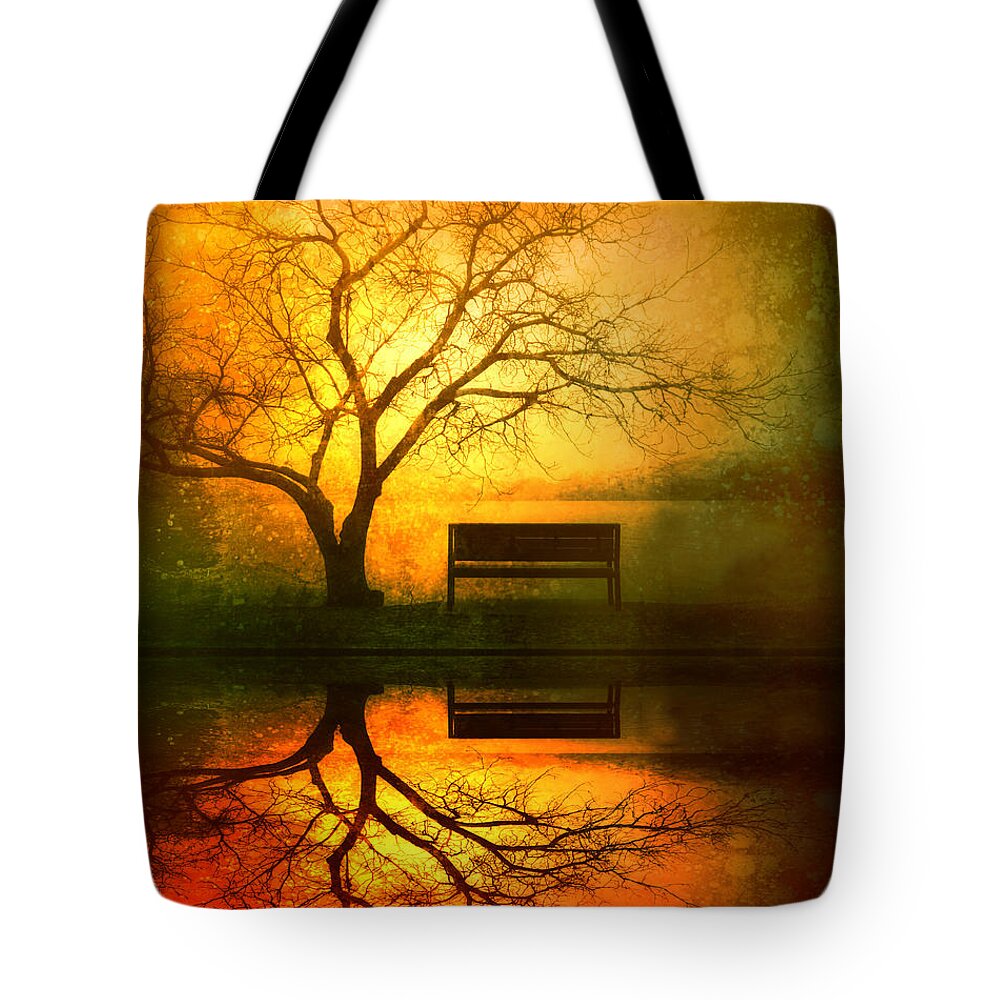 Bench Tote Bag featuring the photograph And I Will Wait For You Until the Sun Goes Down by Tara Turner