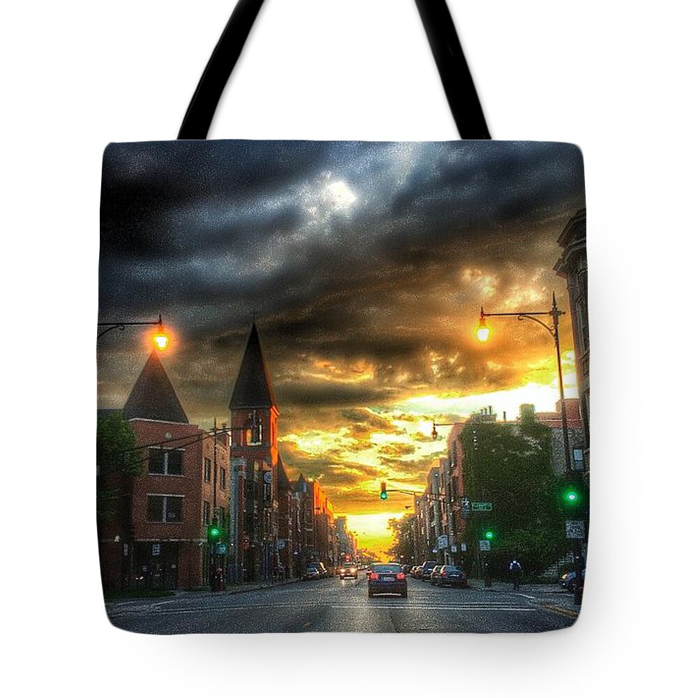 Chicago Tote Bag featuring the photograph And the Sun Going Down by Nick Heap