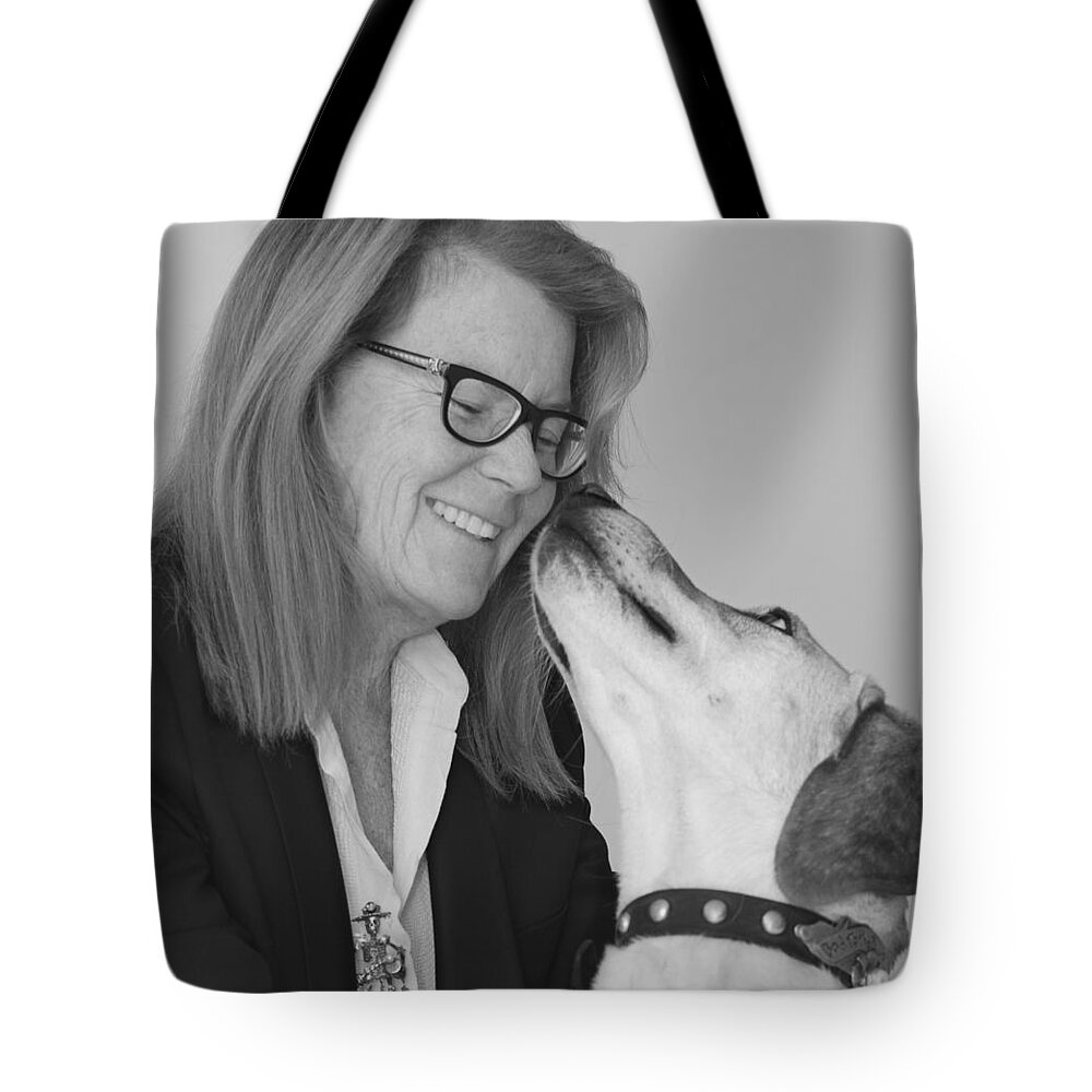 Dog Portrait Tote Bag featuring the photograph Andrew and Andree BW by Irina ArchAngelSkaya