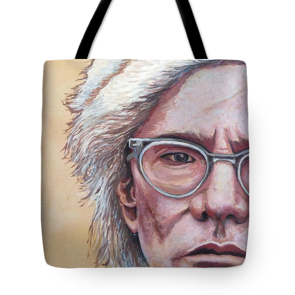 Andy Warhol Tote Bag featuring the painting Andy Warhol by Tom Roderick