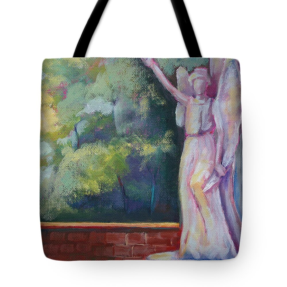Angel Tote Bag featuring the painting Angel Awaiting The Resurrection by Carol Jo Smidt