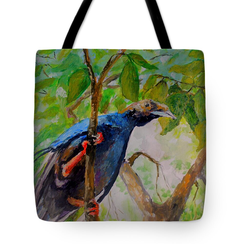 Bird Tote Bag featuring the painting Angel Bird of North Moluccas by Jason Sentuf