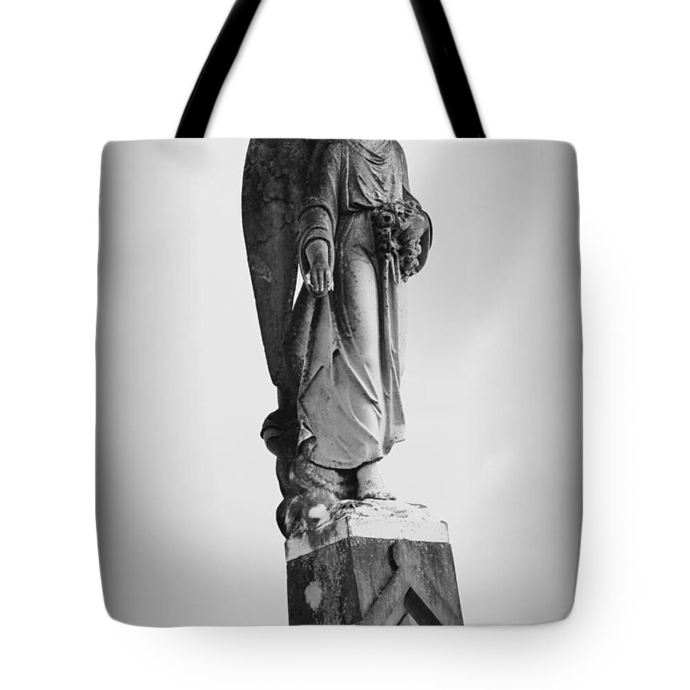 Angel Tote Bag featuring the photograph Angel - BW by Beth Vincent