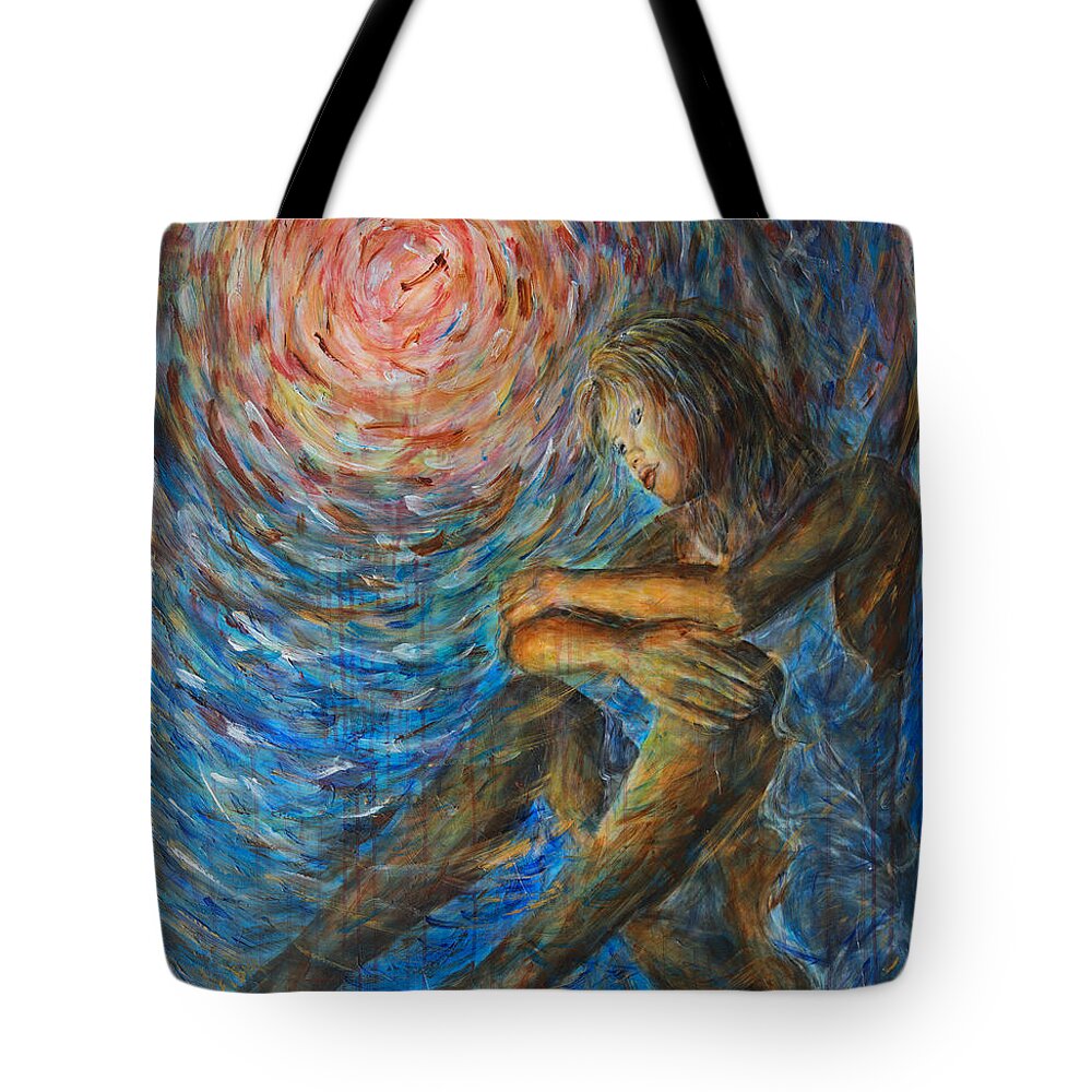 Angel Tote Bag featuring the painting Angel Moon I by Nik Helbig