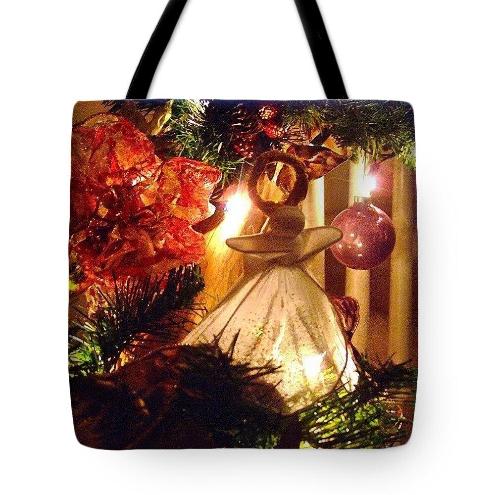 Banister Tote Bag featuring the photograph Angelic - Christmas 2012 #christmas by Anna Porter