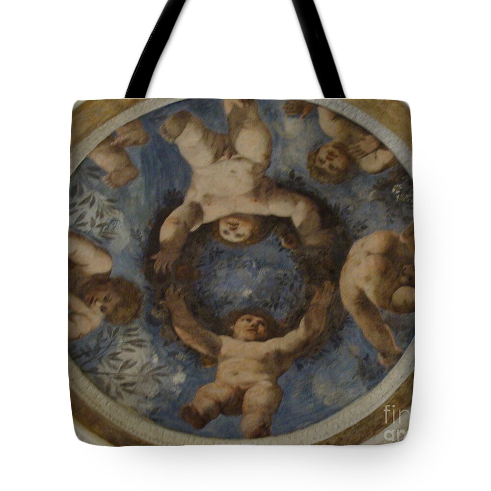 Angels Tote Bag featuring the photograph Angels in Castello del Buonconsiglio by Tiziana Maniezzo