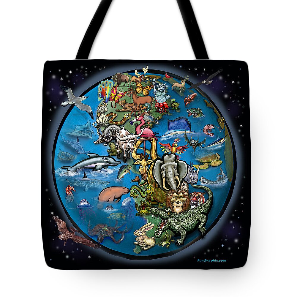 Animal Tote Bag featuring the digital art Animal Planet by Kevin Middleton