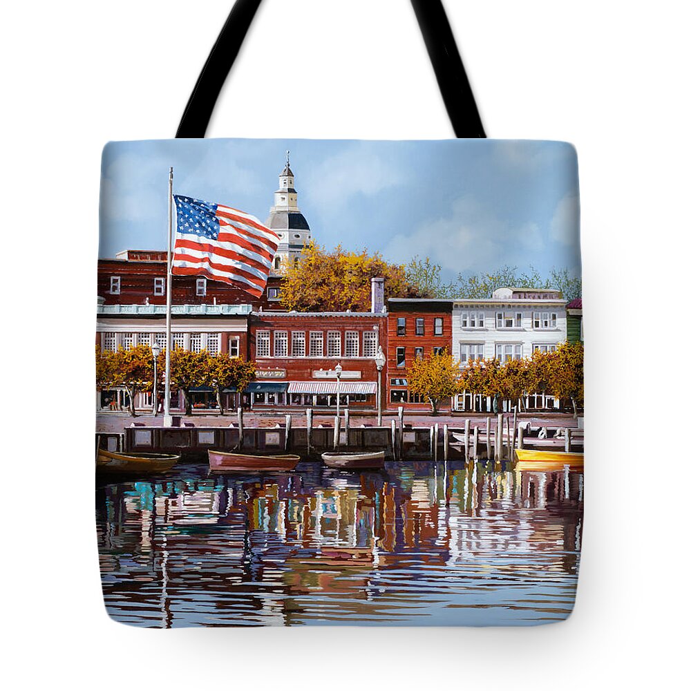 Annapolis Tote Bag featuring the painting Annapolis MD by Guido Borelli